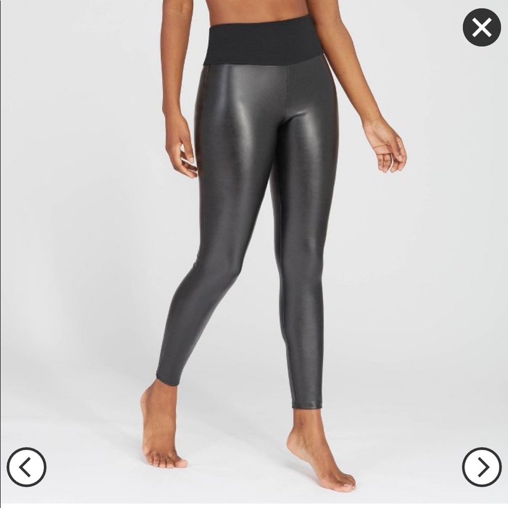 Assets by Spanx Faux Leather Leggings Black NWOT